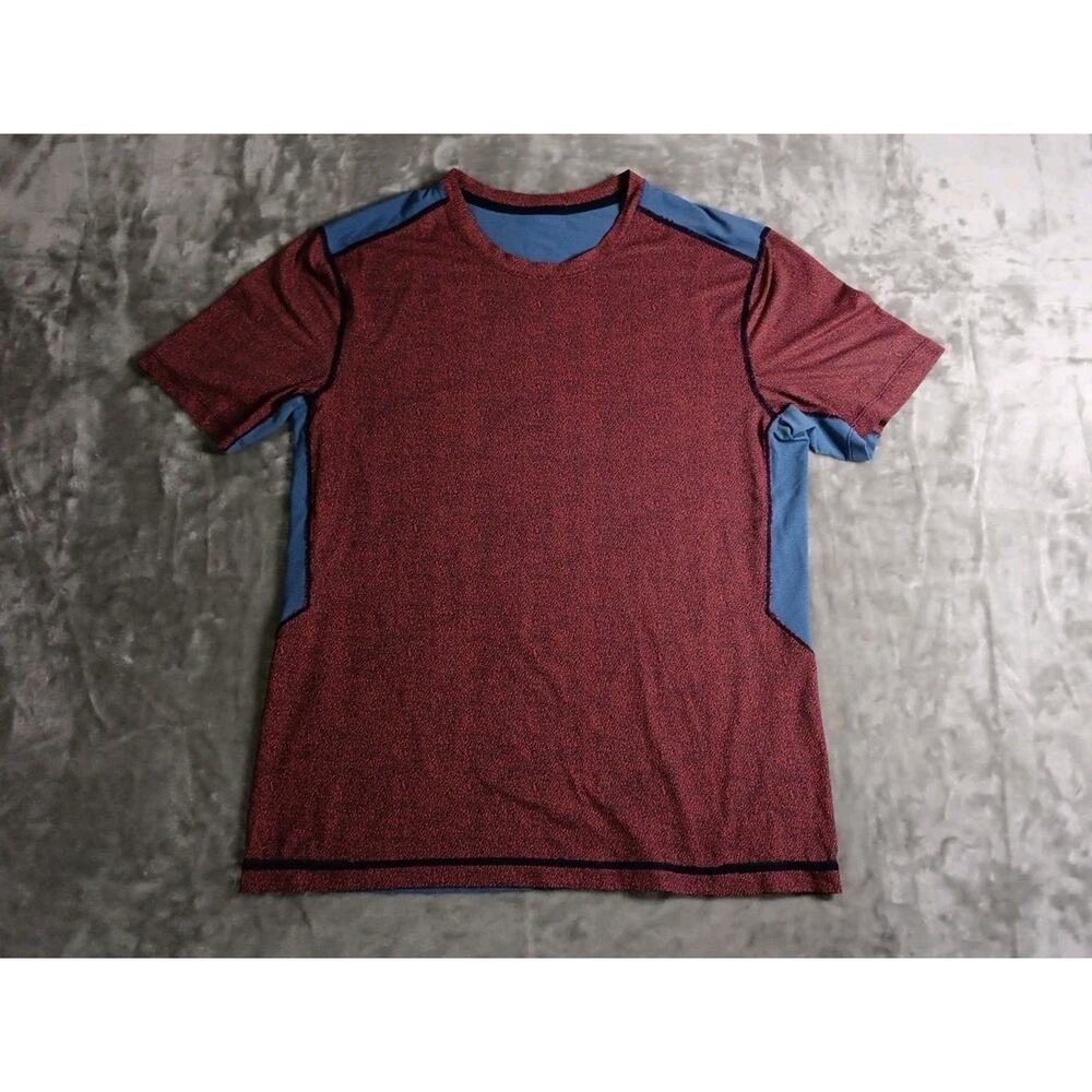 Lululemon Activewear T- Shirt Men's Large Red Blue Color Block